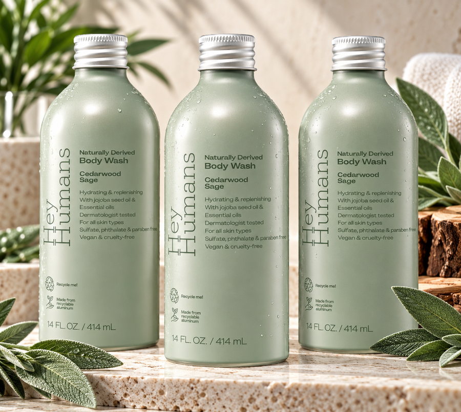 Hey Humans Cedarwood Sage Body Wash for Men — Natural, Vegan, Sulfate-Free