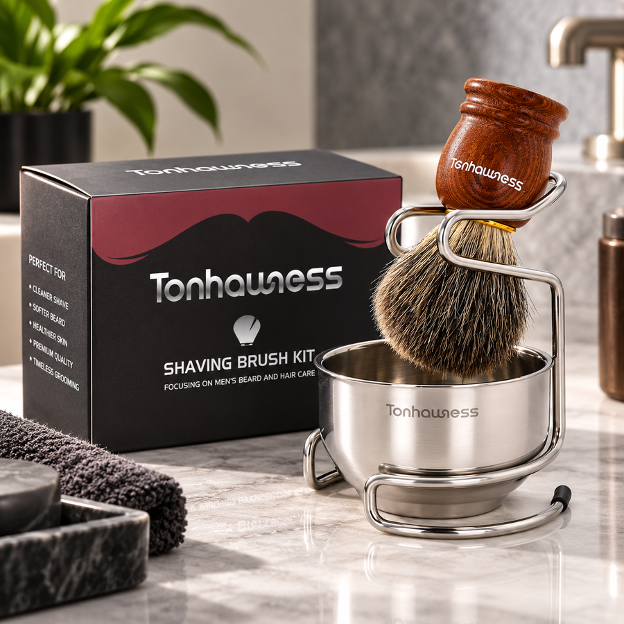 Badger Hair Shaving Brush & Stand Set